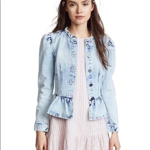 REBECCA TAYLOR Ruffled Denim Jacket In Nuage Wash